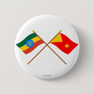 Badge Rond 5 Cm L'Ethiopie et les drapeaux croisés par Tigray