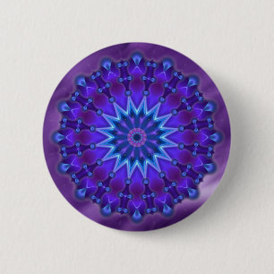 Badge Rond 5 Cm L'étoile Mandala en bleu vagues de lila