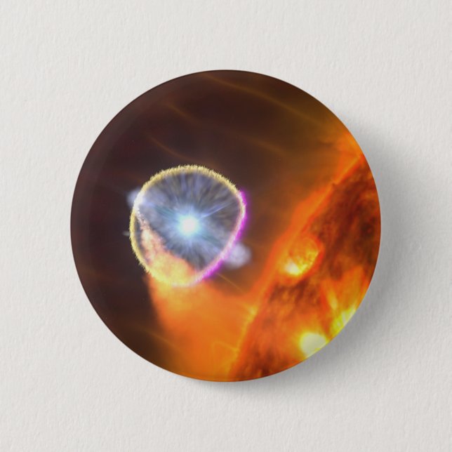 Badge Rond 5 Cm L'Étoile Naine Blanche Du Cygni V407 (Devant)