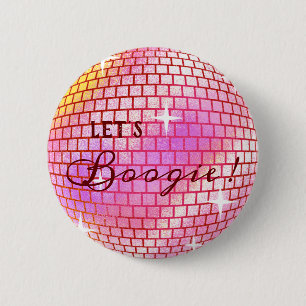 Badge Rond 5 Cm Let's Boogie ! Disco ball