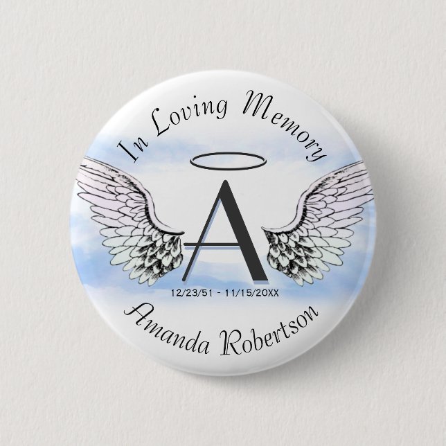 Badge Rond 5 Cm Lettre A | Ajouter un nom | Mémorial (Devant)