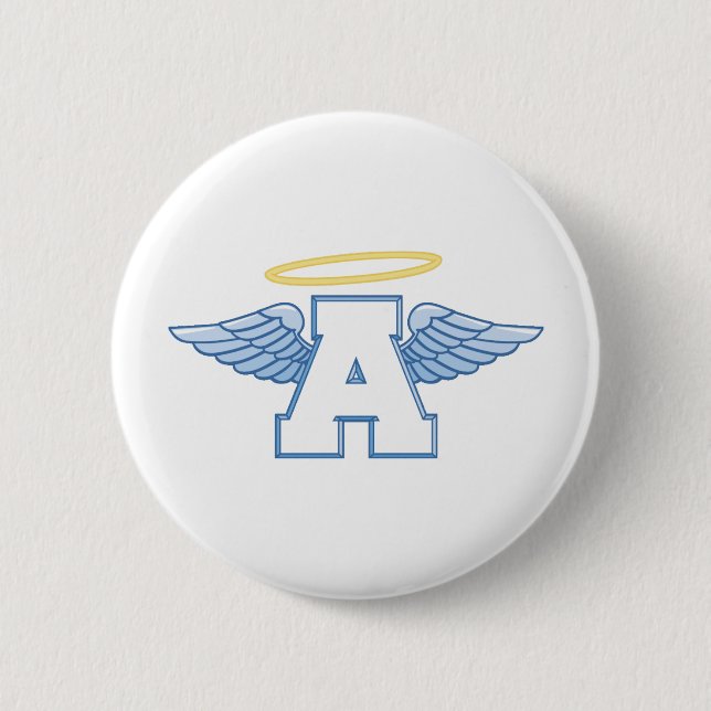 Badge Rond 5 Cm Lettre ailée A (Devant)
