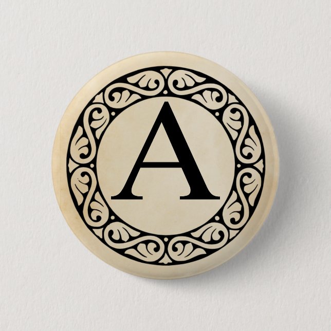 Badge Rond 5 Cm LETTRE Alphabet Grec Alpha (Devant)