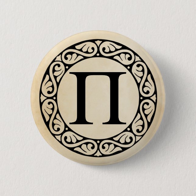Badge Rond 5 Cm LETTRE AlphabET Grec PI (Devant)