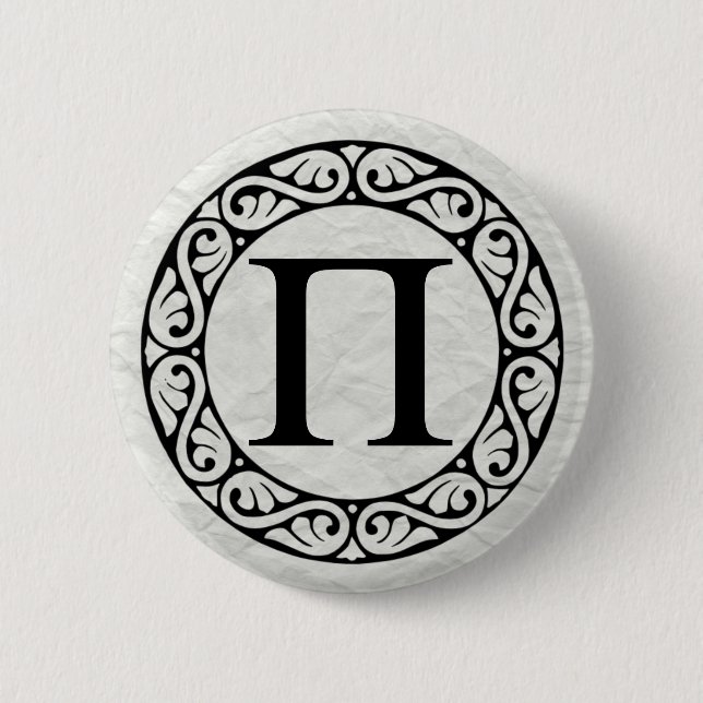 Badge Rond 5 Cm LETTRE AlphabET Grec PI (Devant)