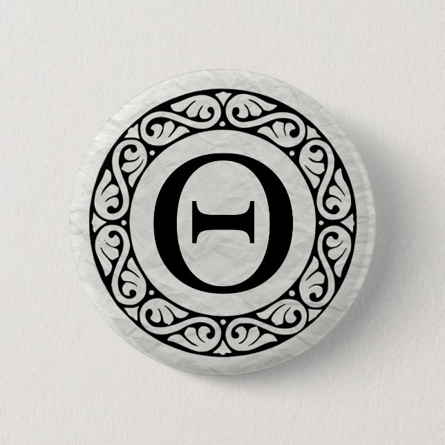 Badge Rond 5 Cm LETTRE AlphabET Grec THETTA (Devant)