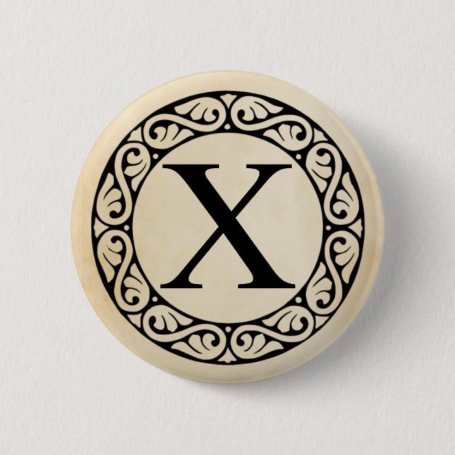 Badge Rond 5 Cm LETTRE AlphabET GRECQUE CHI (Devant)