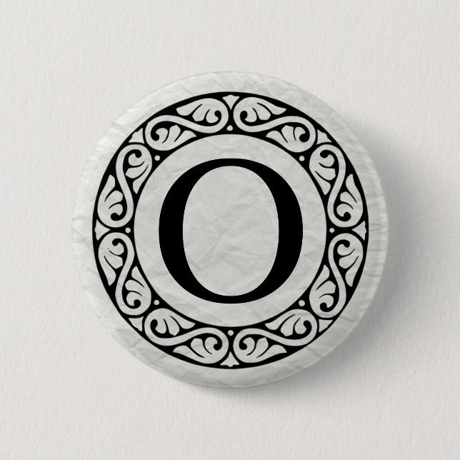Badge Rond 5 Cm LETTRE AlphabET GRECQUE Omicron (Devant)