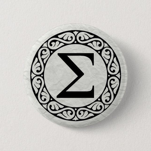 Badge Rond 5 Cm LETTRE AlphabET GRECQUE Sigma (Devant)