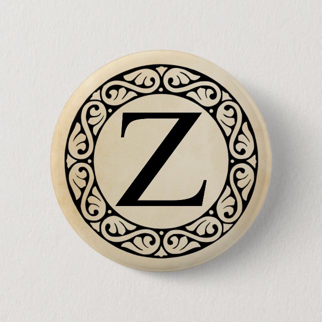 Badge Rond 5 Cm LETTRE AlphabET GRECQUE ZETTA (Devant)
