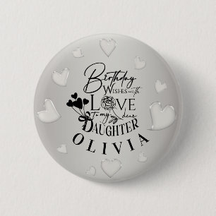 Badge Rond 5 Cm Lettre d'anniversaire minimaliste pour fille