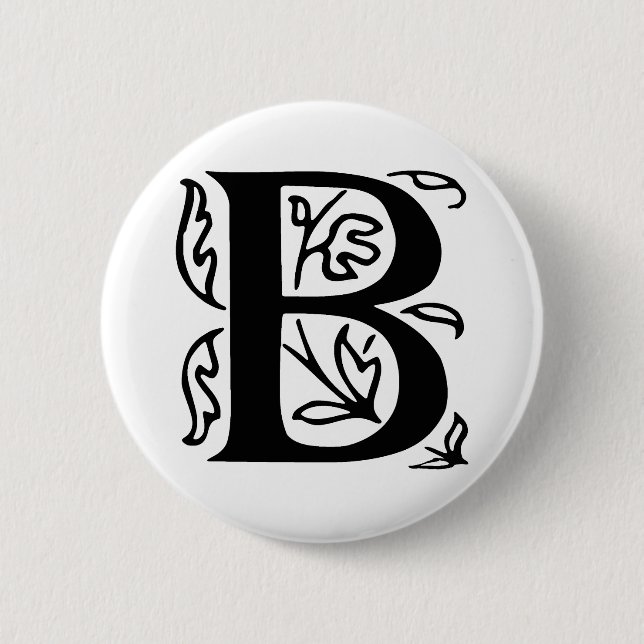 Badge Rond 5 Cm Lettre de fantaisie B (Devant)