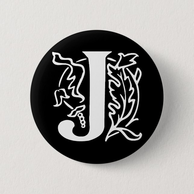 Badge Rond 5 Cm Lettre de fantaisie J (Devant)
