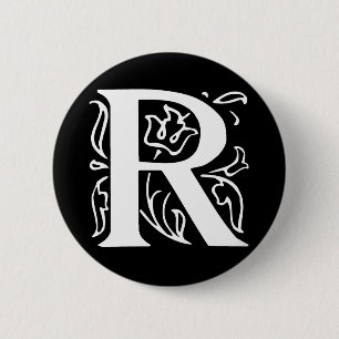 Badge Rond 5 Cm Lettre de fantaisie R