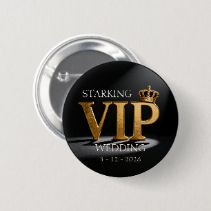 Badge Rond 5 Cm Lettre de style vintage doré - VIP avec couronne 8