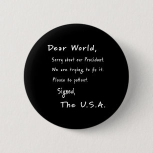 Badge Rond 5 Cm Lettre D'Excuses Mondiales De L'Anti-Trump América