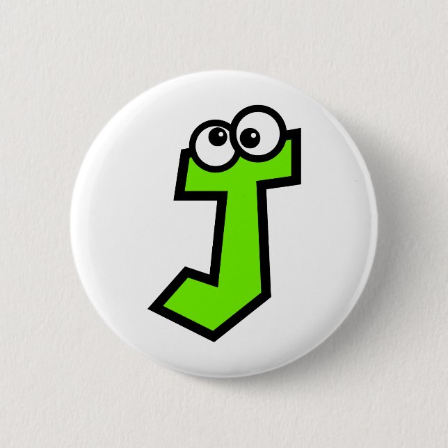 Badge Rond 5 Cm Lettre drôle J de monogramme (Devant)