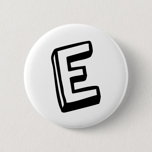 Badge Rond 5 Cm Lettre E (Devant)