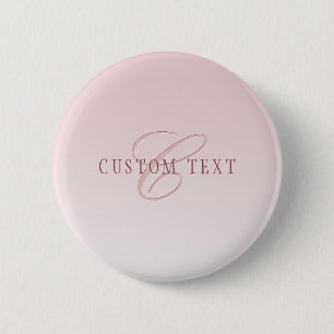 Badge Rond 5 Cm Lettre élégante & monogramme Rose ombré