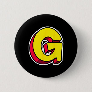Badge Rond 5 Cm Lettre G Drôle Correspondant Costume Halloween Drô