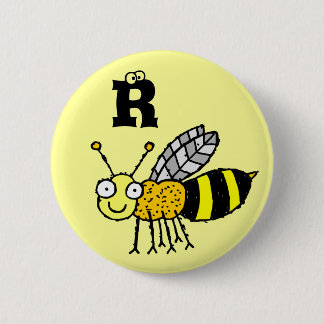 Badge Rond 5 Cm Lettre géniale R de bouton de monogramme d'abeille