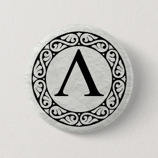 BADGE ROND 5 CM LETTRE GRECQUE ALPHABÈTE LABDA