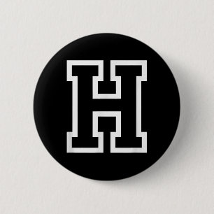 Badge Rond 5 Cm Lettre H Alphabet Nom Sport sportif Monogramme Ou