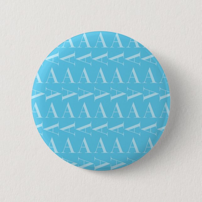 Badge Rond 5 Cm Lettre initiale A, Aqua Blue (Devant)