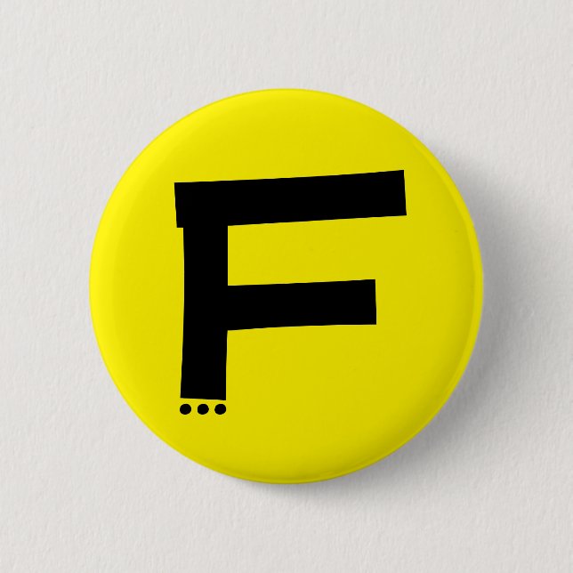 Badge Rond 5 Cm Lettre initiale F Monogramme Bouton moderne (Devant)