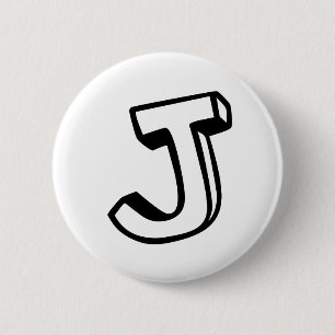 Badge Rond 5 Cm Lettre J