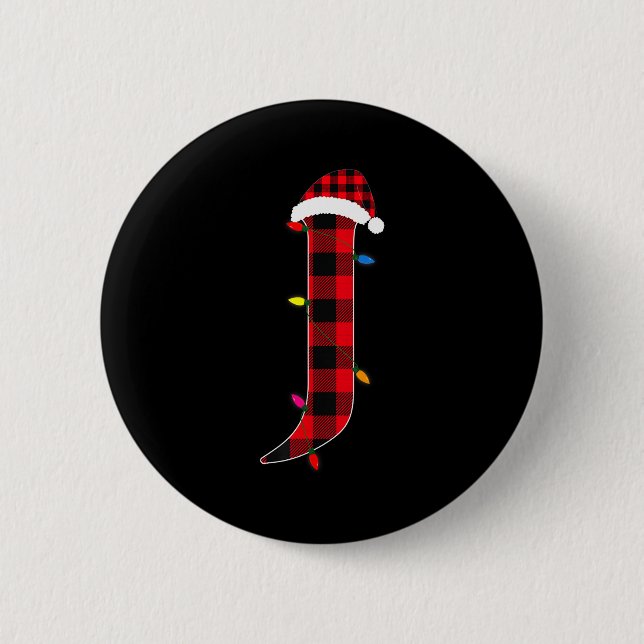 Badge Rond 5 Cm Lettre J initiale nom magnifique plaid de buffle N (Devant)