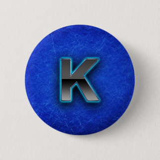 Badge Rond 5 Cm Lettre K - édition bleue au néon