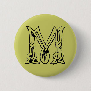 Badge Rond 5 Cm LETTRE MONOGRAMME MONOGRAPHIQUE CLÉ M Vintage
