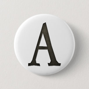 BADGE ROND 5 CM LETTRE MONOGRAPHIQUE BÉTON A