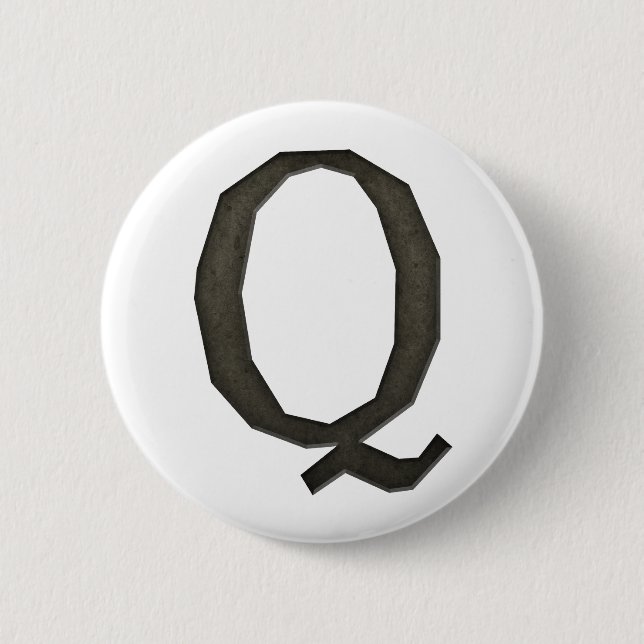 BADGE ROND 5 CM LETTRE MONOGRAPHIQUE BÉTON Q (Devant)
