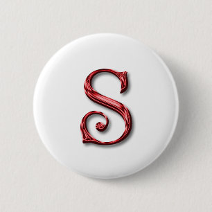 Badge Rond 5 Cm LETTRE MONOGRAPHIQUE S Fêtes Noël
