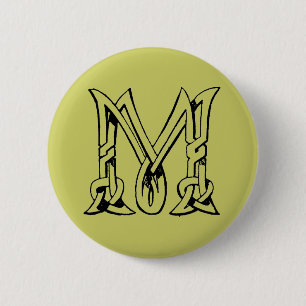 Badge Rond 5 Cm LETTRE MONOGRAPHIQUE vintage DE COIN celtique M
