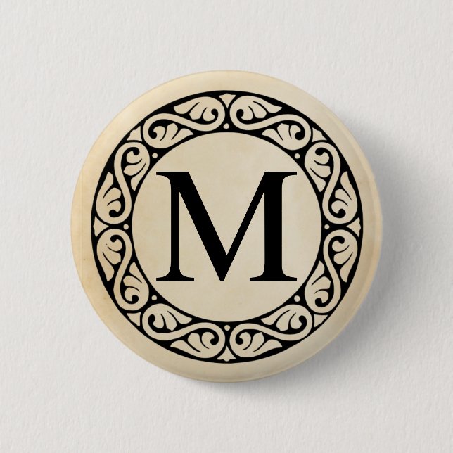 Badge Rond 5 Cm Lettre MU d'alphabet grec (Devant)