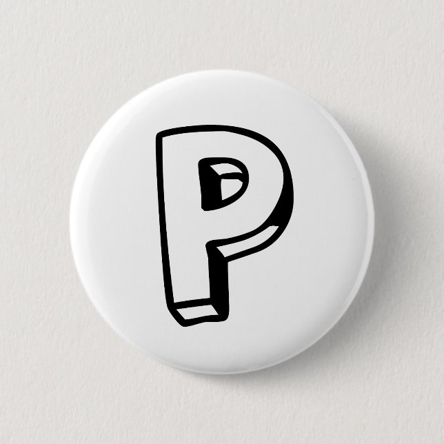 Badge Rond 5 Cm Lettre P (Devant)