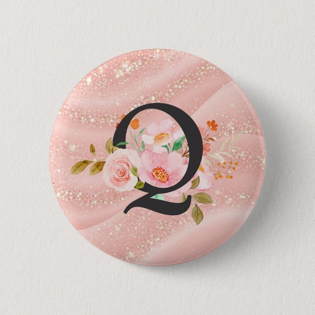 Badge Rond 5 Cm Lettre Q (Devant)