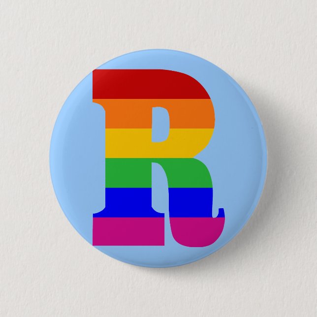 Badge Rond 5 Cm Lettre R d'arc-en-ciel (Devant)