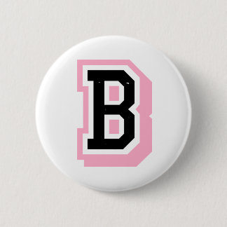 Badge Rond 5 Cm lettre rose noire B