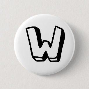 Badge Rond 5 Cm Lettre W