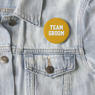 Badge Rond 5 Cm Lettres Athlétiques Équipe Marié Jaune Doré