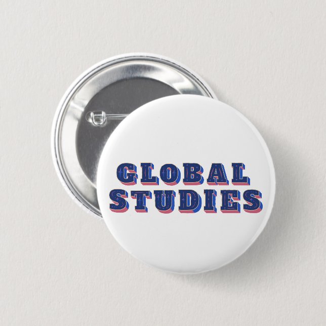 Badge Rond 5 Cm Lettres bleues rétro études globales (Devant & derrière)