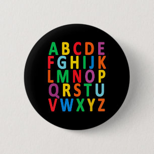 Badge Rond 5 Cm Lettres majuscules colorées Alphabet Apprendre Abc