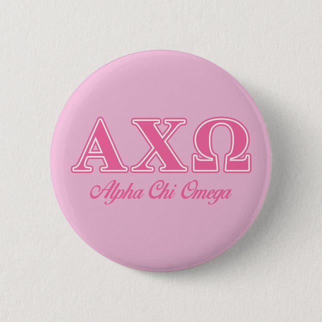 Badge Rond 5 Cm Lettres roses Alpha Chi Omega (Devant)