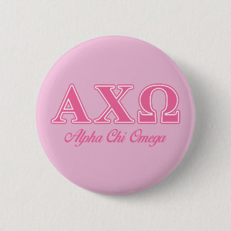 Badge Rond 5 Cm Lettres roses d'Omega de Chi d'Alphi