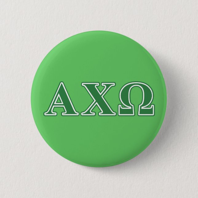 Badge Rond 5 Cm Lettres vertes Alphi Chi Omega (Devant)
