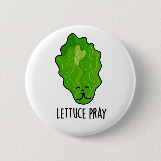 Badge Rond 5 Cm Lettuce Pray Drôle Veggie Pun (Devant)